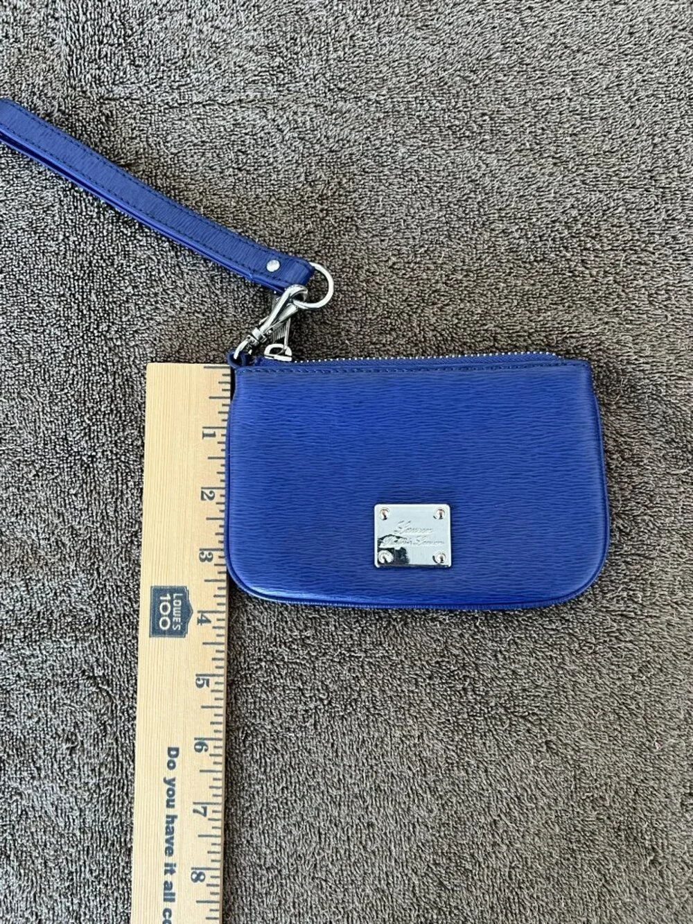 Lauren Ralph‎ Lauren Epi Textured Leather Wristlet Clutch Silver